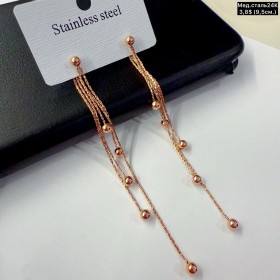 Сережки мед.сталь24К 10525 (9,5см)